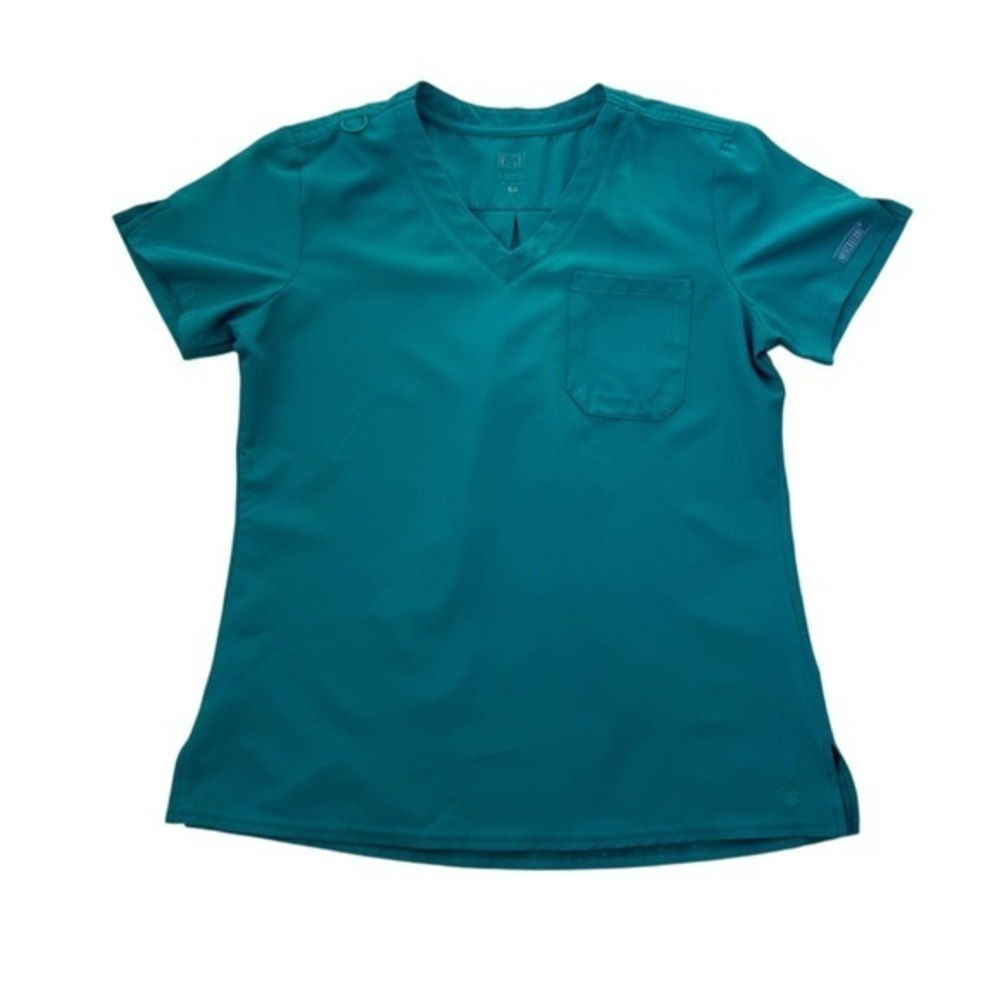 Med Couture green V-Neck Scrub Top